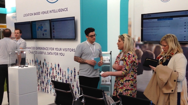 conversations on VenuIQ stand at Confex 2016 - - exhibition design by Awemous marketing