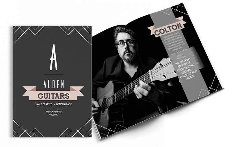 Auden Guitars brochure spread with cover